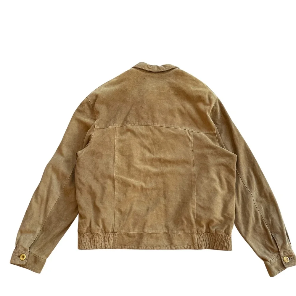 TORRAS Suede Bomber Jacket Mens Tan‎ Leather Zip Front Casual Outerwear XL